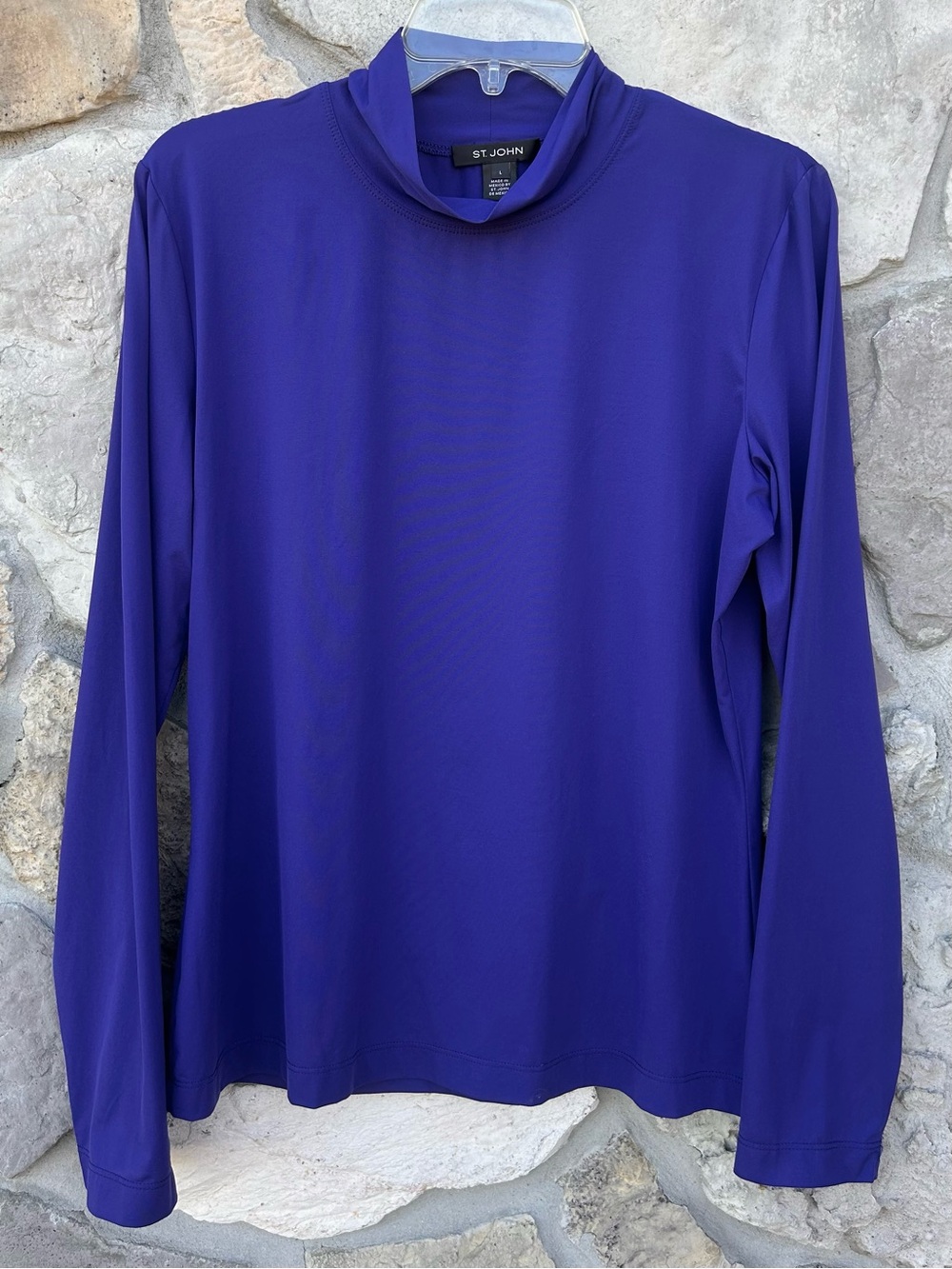St. John Blouse Size L Purple Polyamide Stretchy Lightweight Layer Quiet Luxury